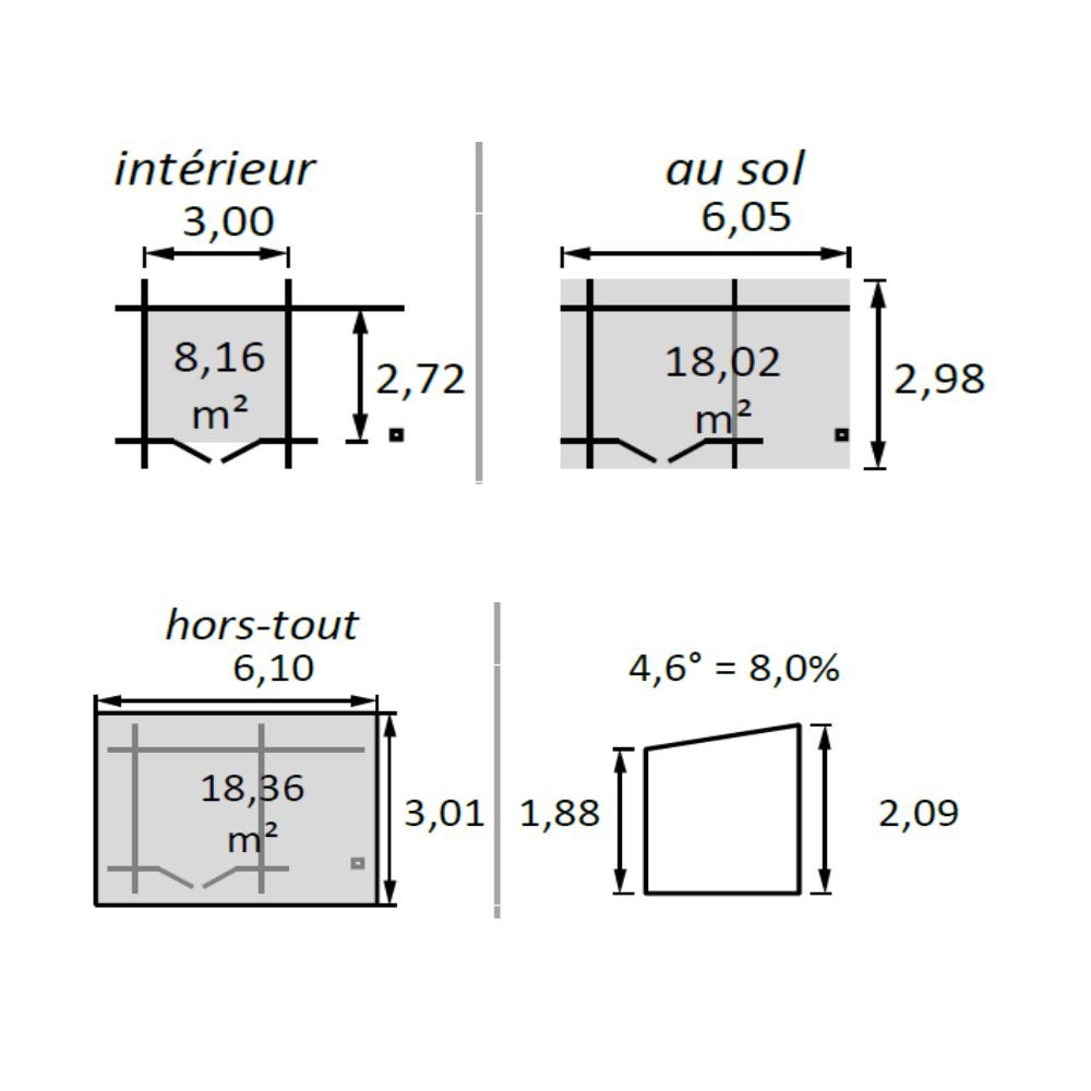 Abri de jardin bois toit plat + auvent Eden – Image 4