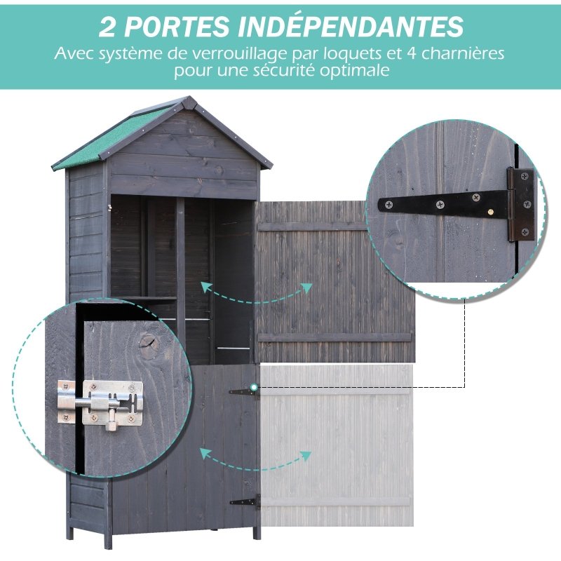 Abri de jardin – Armoire pin massif gris – Image 4